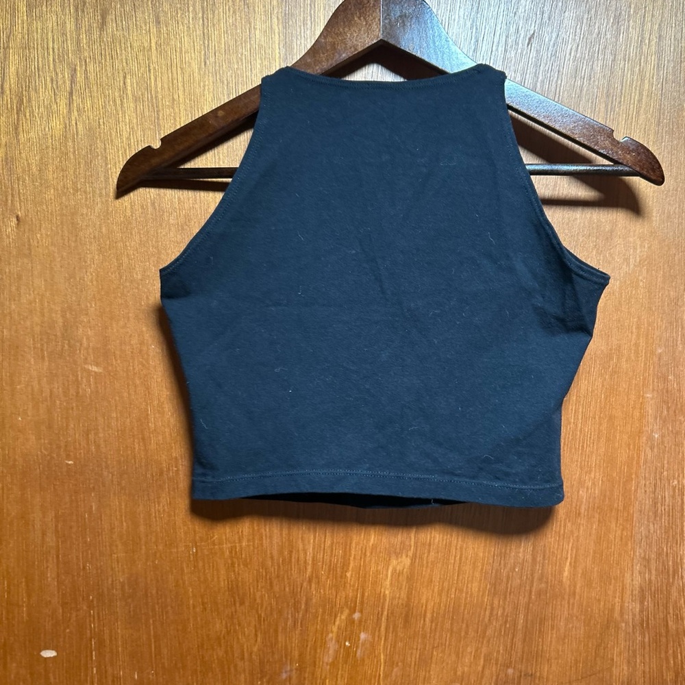 American Apparel Black Graphic Crop Tank Top. Size L. - Picture 3 of 4